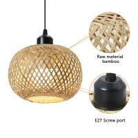 Lámpara Colgante De Bambú Redonda Ajustable En Altura 20/30cm Luz De Techo Retro Tejida a Mano Con Rattan Iluminación Pendente - details 3