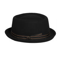 Sombrero De Piel De Cerdo Negro Vintage Para Hombres Con Lazo 100% Lana Feltro Fedoras Unisex Jazz Cap Church Panama Gorras De Gangsters Sombrero De Gentleman - details 0