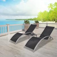 vidaXL Tumbonas con mesita aluminio Sillas de Exterior Ideal para jardín, playa, piscina, terraza Tumbona Piscina Tumbonas Playa Tumbonas Jardín Exterior - details 1