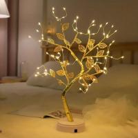 Lámpara De Árbol Con Hojas Doradas Y 72 Luces LED En Hilo De Cobre Control Táctil Para Adornos Navideños Accesorio De Decoración De Navidad - details 4