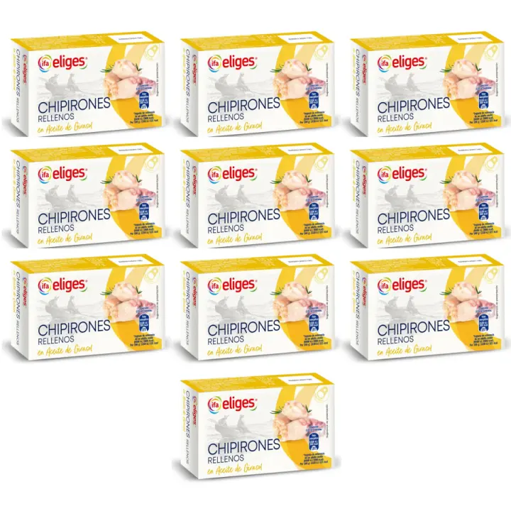 10 LATAS DE CHIPIRONES RELLENOS EN ACEITE DE GIRASOL   IFA,  SABOR Y CALIDAD - 1