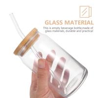 Botella De Vidrio 350ml/550ml Con Tapa De Bambú Y Pajita Para Café Cerveza Cócteles Whiskey Leche Jugo Cola Jarrón De Mason - details 4