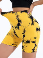 Shorts De Gimnasio Para Mujer Con Diseño De Tie Dye Y Cintura Elástica Ancha Sin Costuras De Alta Cintura Leggings De Deporte - details 20
