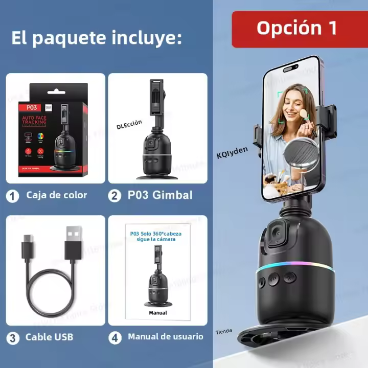 Soporte De Teléfono Con Seguimiento Facial Automático TOKQI-P03 Gimbal Inteligente 360° Rotación Para Smartphone Y Cámara De Acción Ideal Para Vlogs - 1