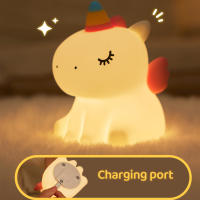Lámpara Nocturna De Silicona Unicornio Para Niños Luz LED Recargable Por USB Decoración De Habitación Animal Cartoon Lámpara Táctil Para Regalos - details 25