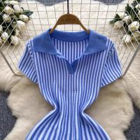 YuooMuoo Vestido Corto A-Line De Moda Y2K Para Mujer Manga Corta Estilo Casual Rayado Tejido Suave Vestido De Verano Para Calle Mujeres - details 17