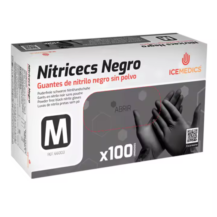 Nitricecs Negro Guantes de nitrilo negro sin polvo, 2 cajas - 1
