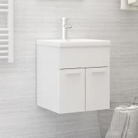 vidaXL Mueble con lavabo aglomerado en color gris brillante/Negro/Blanco brillante y más | almacenamiento funcional diseño moderno para baño dormitorio sala - details 2