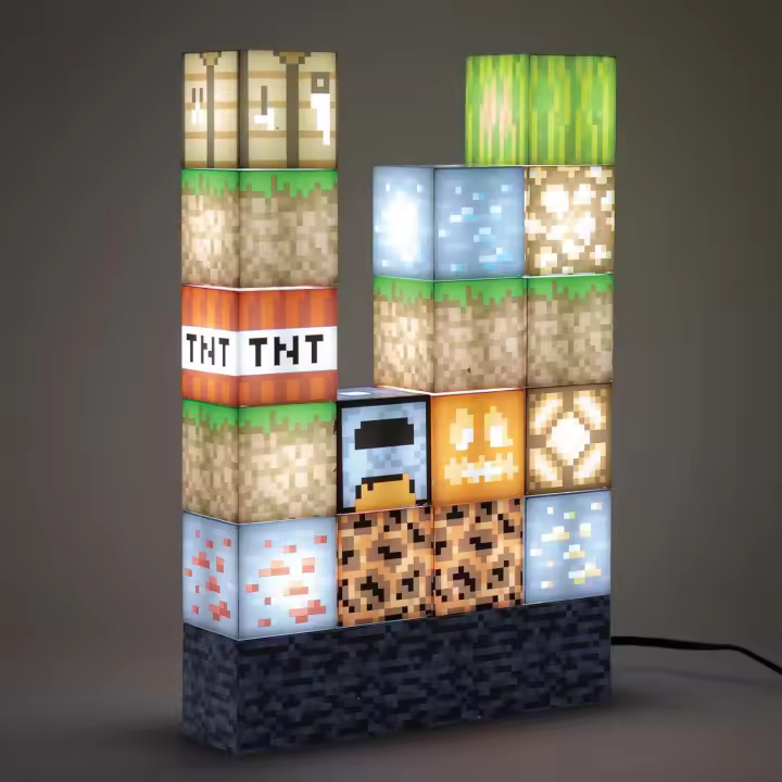 Lámpara de construcción con 16 bloques iluminados Personalizables: decoración Interactiva, Luz Nocturna para niños, decoración de Habitación gamer, Gift de Juegos para niños y niños. - 1