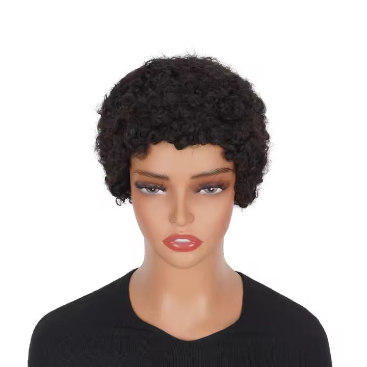 Pelucas De Encaje Completo Pixie Corta Rizado Suave Para Mujeres Peluca De Cabello Humano Brasileño Remy Textura Sassy Curl Tamaño Promedio - 1