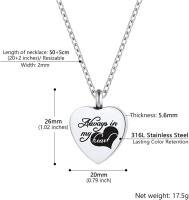 Collar De Memoria Para Ashes Joyería De Cremación Con Colgante De Corazón En Acero Inoxidable Para Pequeños Animales - details 1