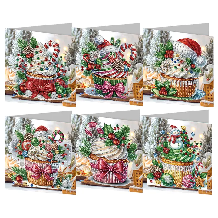 12pcs Tarjetas De Navidad Con Pintura De Diamantes DIY Bordado De Diamantes Con Sobres Set De Tarjetas De Fiestas Regalo De Navidad - 1