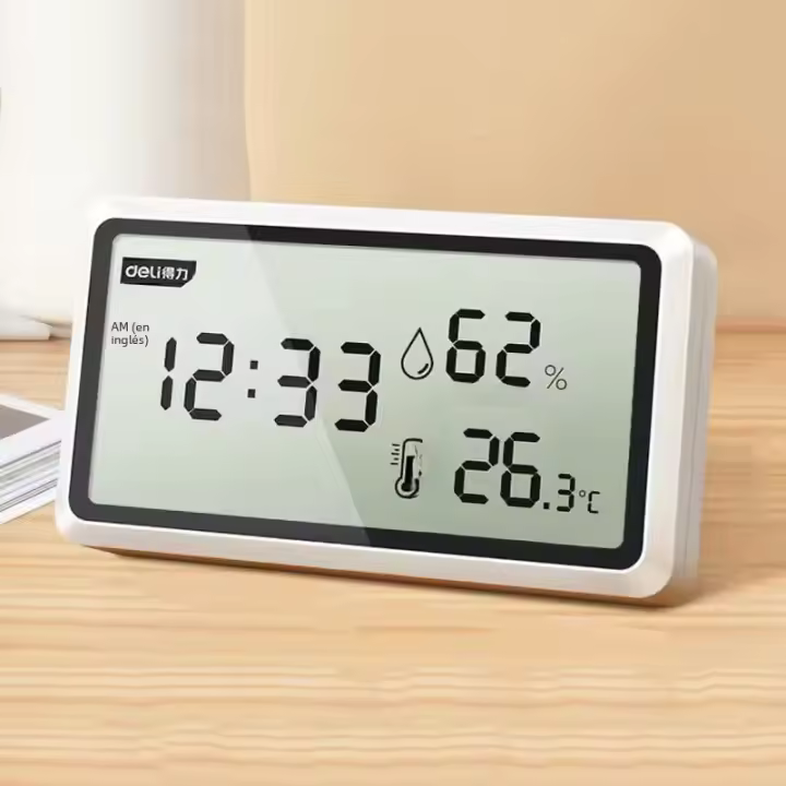 Estación Meteorológica Electrónica Deli Con Termómetro Y Higrómetro Precisión Alta Para Interior Con Reloj Y Control De Temperatura - 1
