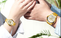 Reloj De Pulsera De Lujo Para Hombre CHENXI Dial Dorado Cuarzo Acero Inoxidable Impermeable Reloj De Negocios Con Manos Luminosas Y Cierre De Seguridad - details 14