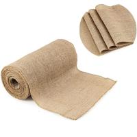 Corredor De Mesa Vintage De Lino Y Juta Natural 30cm X 1000cm Para Decoración De Boda Y Fiesta Rural En Casa Color Caqui - details 0