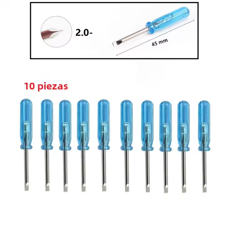 Juego De 10 Destornilladores Pequeños Con Mango 1.5/2.0/3.0mm Slotted Cross Para Reparación De X-Box Laptop Y Móvil Herramienta Esencial Para Reparación De Electrónica - 1
