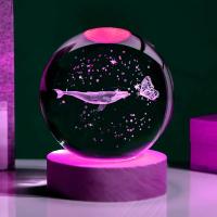 Lámpara De Noche De Cristal Con Grabado Láser 3D De Mariposa Y Ballena Decoración Moderna Policiosa Regalo De Navidad - details 3