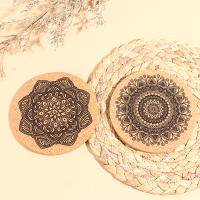 12Pcs Coasters Redondos De Madera Con Diseño Mandala Y Soporte De Madera Juego De Tapetes Para Bebidas Resistentes Al Calor - details 7