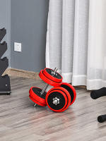 Juego de Mancuernas 20 kg Ajustables 2 en 1 con 8 Discos 2 Barras y Biela Ajustable para Entrenamiento de Fuerza Levantamiento de Pesas Hogar Gimnasio Oficina Negro y Rojo - details 1