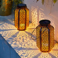 Lámpara Solar LED Retro De Hierro Con Mango Para Decoración De Camino Exterior Luz De Metal Vintage Fuente De Energía Solar - details 0