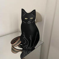 Bolso Bandolera De Cuero PU Negro Con Estampado De Gato Mujer Estilo Coreano Con Correa Ancha Bolso De Pecho Para Mujer Moda - details 10