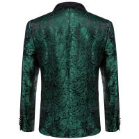 Chaleco De Traje Para Hombre Verde Rojo Plateado Estilo Paisley Lujo Para Boda Fiesta De Negocios Traje Negro Completo - details 2