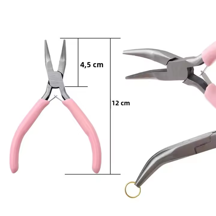 Kit De Herramientas Para Joyería DIY Con Aretes Rosa Antideslizantes Y Mango Liso Herramienta De Reparación De Hebillas De Aleación De Zinc - 1