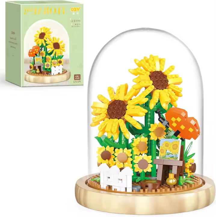 Ramo de Flores de Girasol, Juego de construcción, miniladrillos, juego de Flores, Colección Botánica para adultos, juego de Amigos, plantas de papel - 1