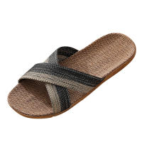 Zapatillas De Hombre Para Interior Y Playa Con Tela De Lino Zapatos Planos Abiertos Y Cordones De Goma Estilo Conciso Para Verano - details 1