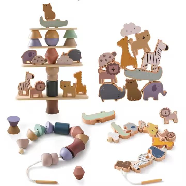 Juego de cuentos para niños,bloques de Animales, Juego de Madera Montessori 2 en 1,para edades de 2-4 años - 1