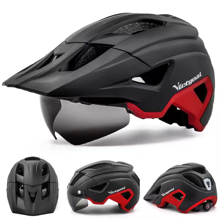 De Bicicleta LED Casco Con Visera De Sol Y Gafas Recargable Para Hombres Ciclismo En Carretera Y MTB Talla 57-61 Cm ZP - 1
