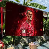 Bandeera Bohemia Colorida De Cristiano Ronaldo CR7 Para Decoración De Pared Interior Estilo Mandala Banner De Polyester Tamaño Variado - details 8