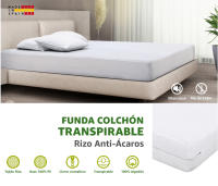 HOME TEXLOVA®  Funda de colchón LISO, Elástica, Transpirable, Tratamiento antialérgico con Cremallera. Ideal para Todas Las Alturas. - details 2