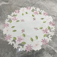 Mantel Individual De Tela Con Bordado De Rosa Redondo Popular Para Decoración Navideña Funda Para Vajilla Y Taza Funda Para Café Y Té Moderno Estilo Polyester Cotton - details 1