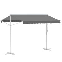 Outsunny Toldo de Pie Independiente 300x295x260 cm con Manivela Doble Cara Ángulo Ajustable Portátil Protección Solar para Jardín Terraza Patio Gris - details 0