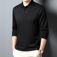 Camisa Polo Para Hombre Casual Larga Transpirable Cómoda Versátil De Color Sólido Con Insignia Moda Negocios Top Regular - details 15