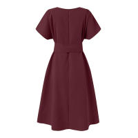 Vestido ZANZEA De Verano Para Mujer Con Manga Corta Estilo Casual Elegante A-Line Vestido De Fiesta Trabajo Sundress De Rodilla Largo Con Cinturón Decorativo - details 7