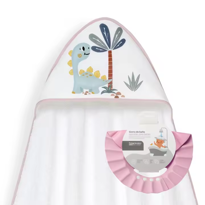 Interbaby - Capa de Baño Bebe | Toalla Bebe con Capucha 100% Algodón, 100x100cm, Unisex | Suave, Cómoda, Secado Rápido | Ideal Recién Nacidos, Bebes y Niños Pequeños | Diseño Dino - 1