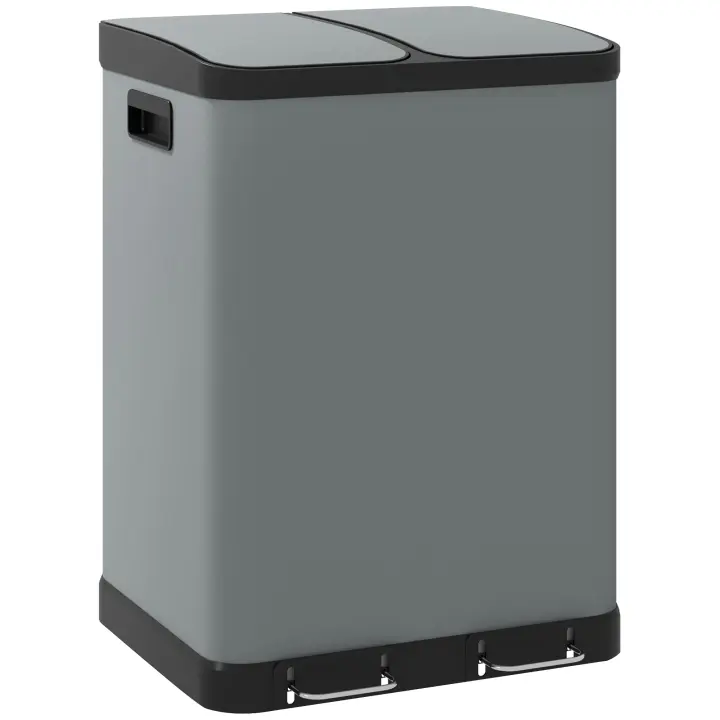Cubo de basura 2x30L con pedal Cubo de basura con tapa y pedal, metálico Cube with interior Cube, ideal para el salón y la Oficina. - 1