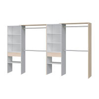 Meimon Vestidor Hera Doble – Armario Abierto Modular con Cajones, Vestidor abierto doble hera con 4 barras para colgar, 8 estantes y 2 cajones. Diseño moderno en blanco y roble, ideal para organizar tu ropa con estilo y máxima capacidad - details 2