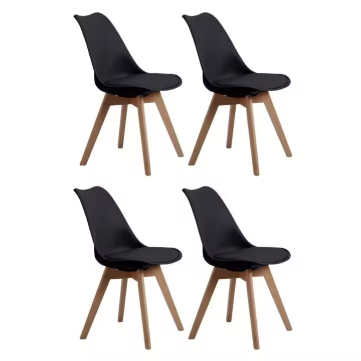 Bistro Pack 4 Sillas Comedor Negra 84x54x48 cm - 1