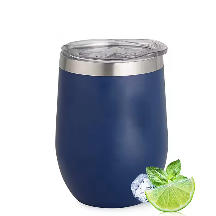 Taza De Vino Aislada De Acero Inoxidable De 12 Oz Con Tapa Para Vino Y Café Taza Sin Pies Para Bebidas Calientes Y Frías - 1