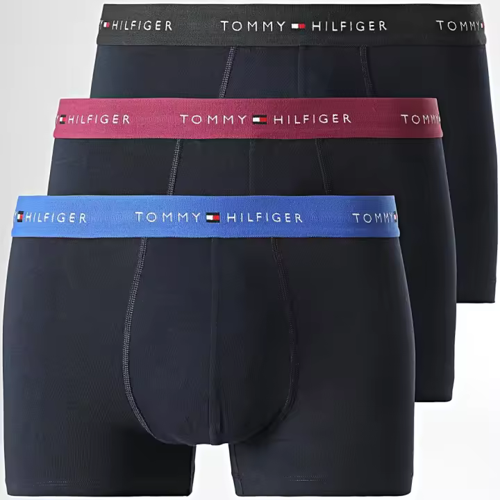 Bóxer Tommy Hilfiger -3 Pack- Signature Cotton Essentials (Marino Cint. Azul, Negro y Granate) - 1