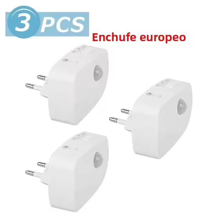 Lámpara Nocturna LED Mini Con Sensor De Movimiento PIR 3 Modos Para Dormitorio Lámpara De Borde De Cama Iluminación Para Armario Pasillo Baño Con Enchufe EU - 1