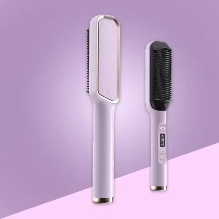 Cepillo alisador profesional - calentamiento rápido en 30 segundos, cerámica ionizada, 45 vatios para alisar/planchar, apto para cabello seco/húmedo, antienredos - - 1