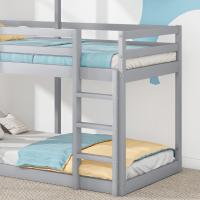 90*200cm Litera, Cama Infantil, Cama en dormitorio Masculino y Femenino, Con Escalera y Techo, de pie a Tierra, Madera masiva, Gris - details 2