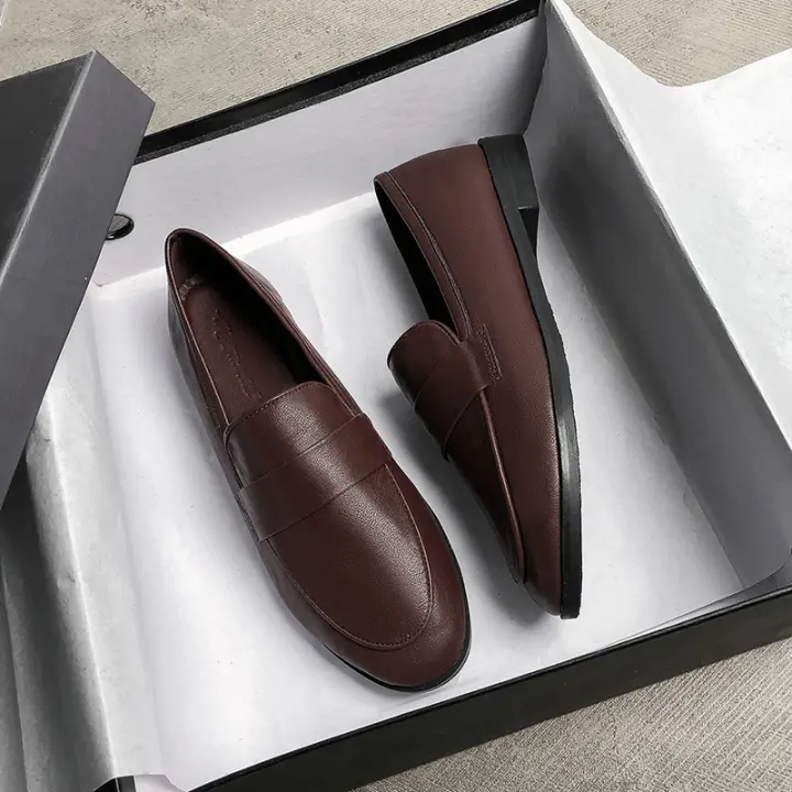 Zapatos Planos De Cuero Para Mujer Estilo Británico Vintage Antideslizantes Casual Verano/Otoño Zapatos Planos De Moda - 1