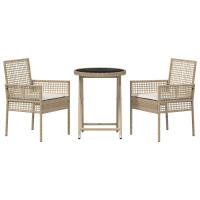 Conjunto de jardín bistró de 3 piezas con cojines beige de poliratán - details 4
