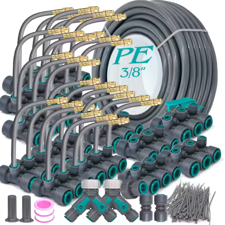 Kit De Rociador Ajustable De Latón Flexible Con Conector Rápido En Gris Para Jardín Sistema De Riego Y Enfriamiento Con Spraying Y Pulverización - 1