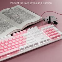 Teclado GX320Z Rosa EWEADN Silencioso Para Oficina Y Gaming Conexión USB 104 Teclas Ergonómico Y Cómodo Para PC/Laptop Windows - details 3